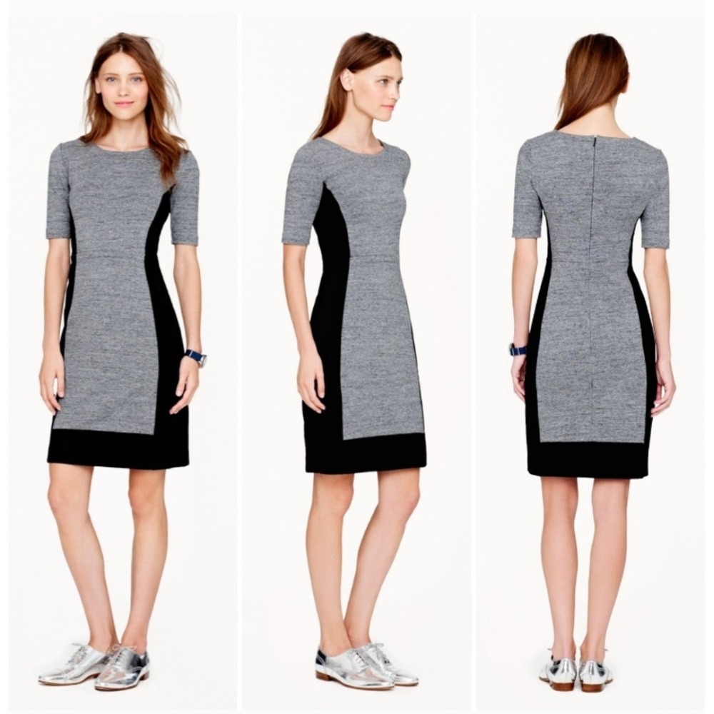 J Crew Ponte Knit Dress Black And Gray Short Sleeve Womens‎ Sz 6
